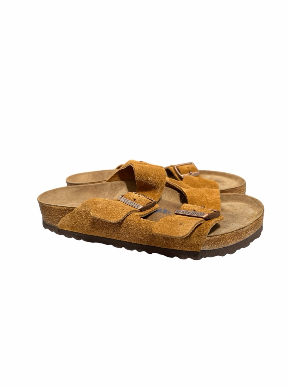 Birkenstock Arizona Soft Footbed Tan Suede Sandals - Picture 9 of 11